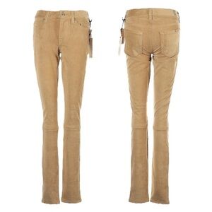 7 For All Mankind Tan Soft Stretchy Sueded Skinny Fit Pants Size 24 NWT